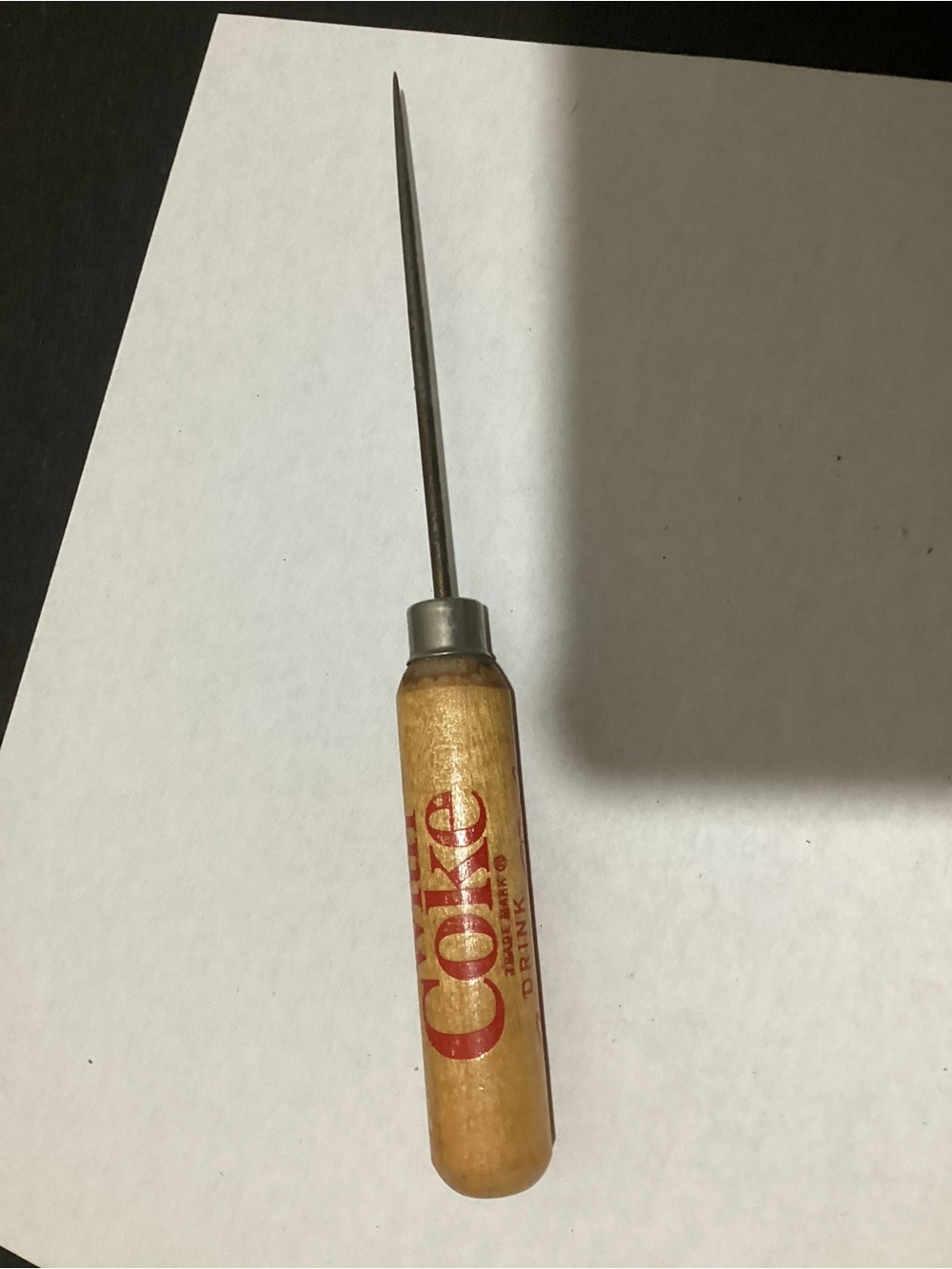 Vtg. Coca-Cola Advertising Ice Pick popular promotional advertising tool. Manuf